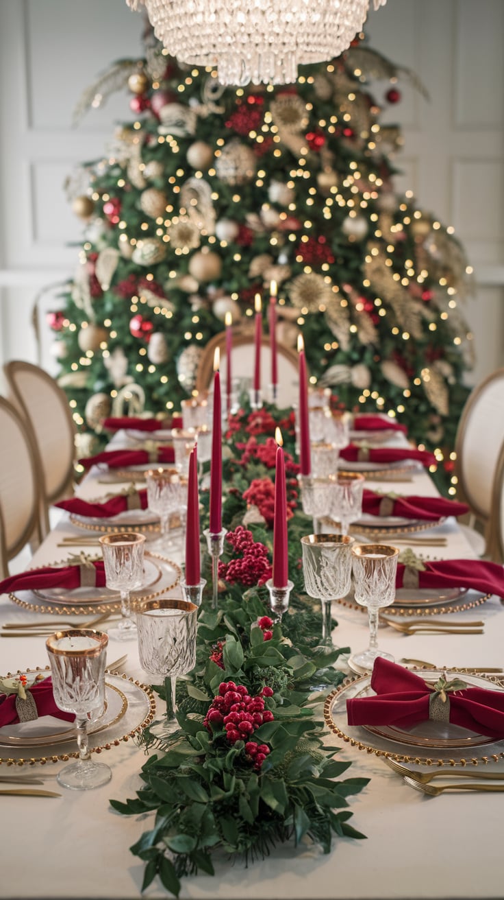 Red and Gold Christmas Table Setting