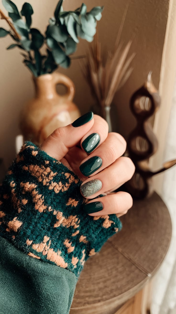 Stylish Green Nail Art for New Year